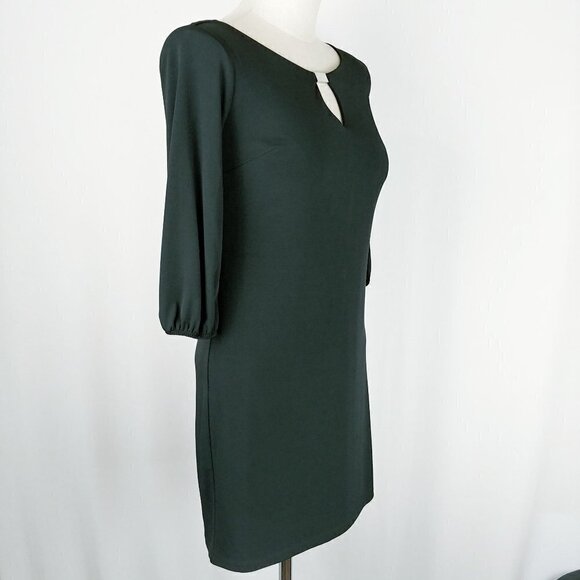 Donna Ricco Sheath Dress Womens 4 Black 3/4 Sleeve Keyhole Neck Exposed Zipper - Picture 2 of 9